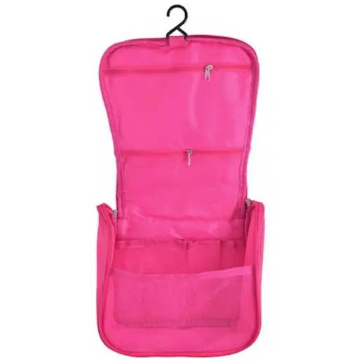 The Hanging Toiletry Bag Pink Open